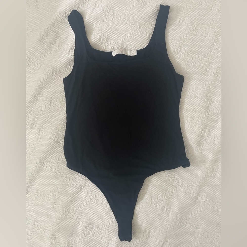 Rachel Parcell Double Lined snap closure Bodysuit | Black | Size Large